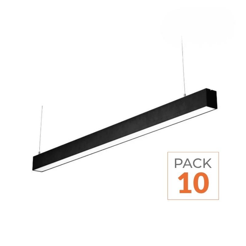 Réglette Suspendue 120 cm Noire 48W CCT - 3000K/4000K/6000K (Pack de 10) - Silamp France