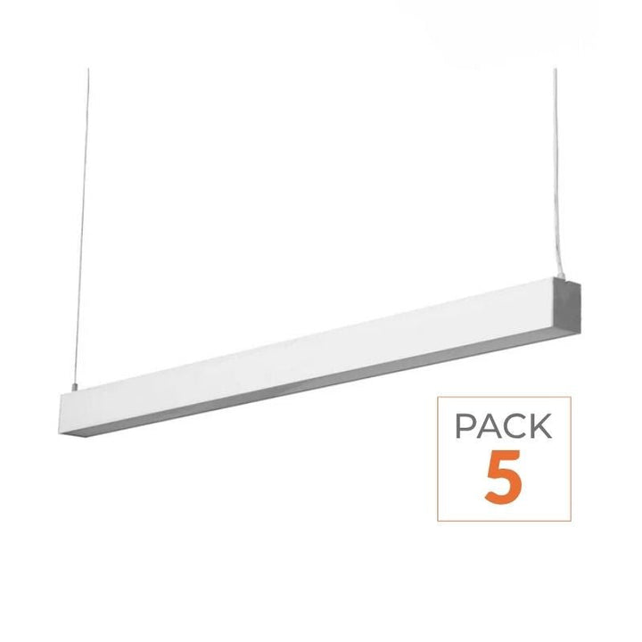 Réglette Suspendue LED Large 120cm 35W Argent (Lot de 5)