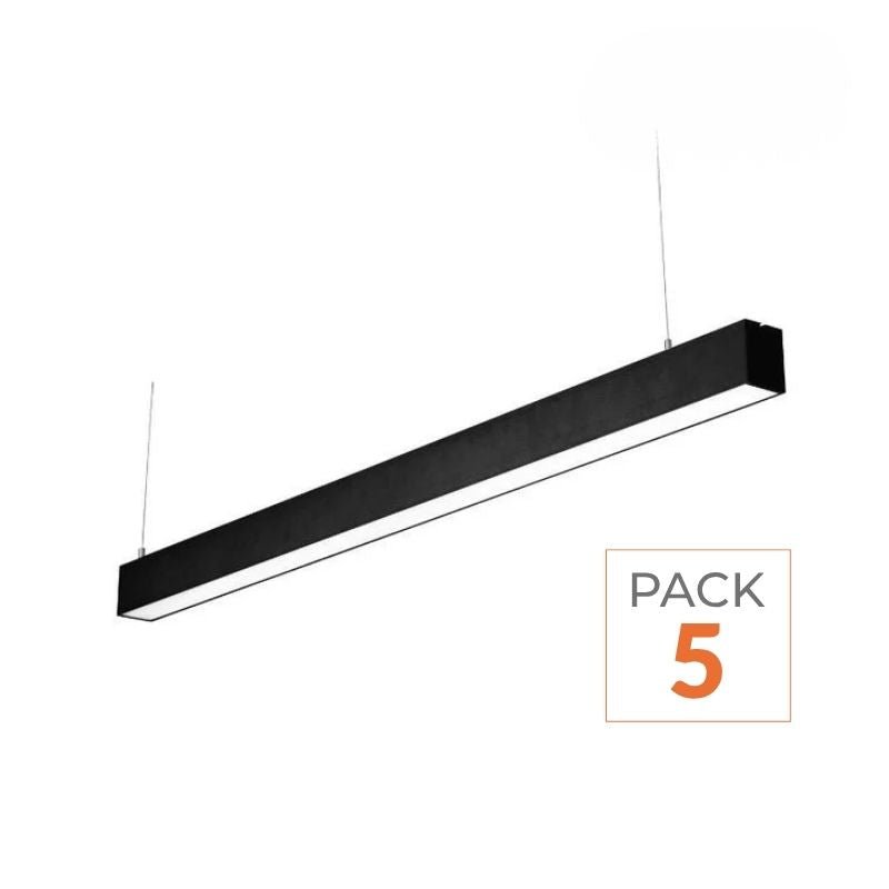 Réglette Suspendue LED Large 120cm 35W Noir (Lot de 5) - Silamp France