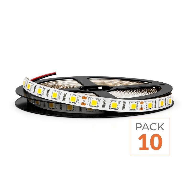 Ruban LED 12V 5M 5050 IP20 60LED/m (Pack de 10) - Silamp France