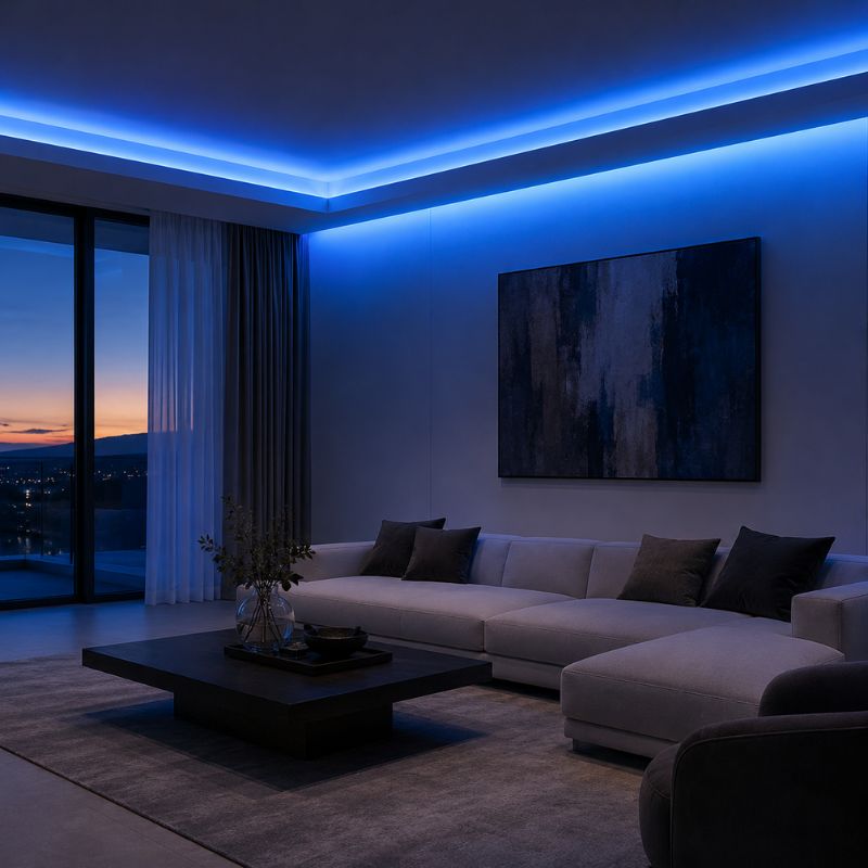 Ruban LED COB AC 296 LED/m 220V 10W/m IP65 25M - Bleu - Silamp France