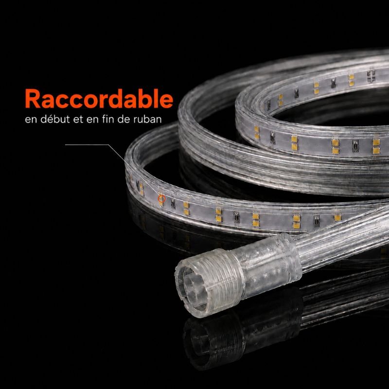 Ruban LED Tunnel 200M 2835 220V AC 9W/m IP65 120 LED/m (4 rubans 50M raccordable + alimentation) - Silamp France