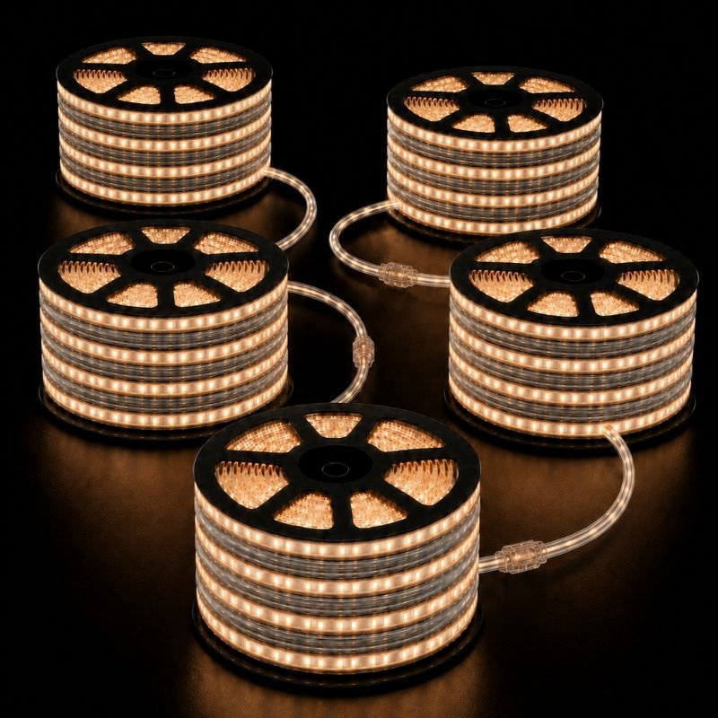 Ruban LED Tunnel 250M 2835 220V AC 9W/m IP65 120 LED/m (5 rubans 50M raccordable + alimentation) - Silamp France