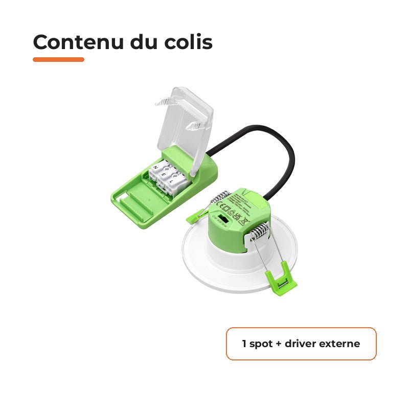 Spot Encastrable Coupe-Feu 6W ø86mm Dimmable CCT IP65 Blanc - 3000K/4000K/6500K - Silamp France