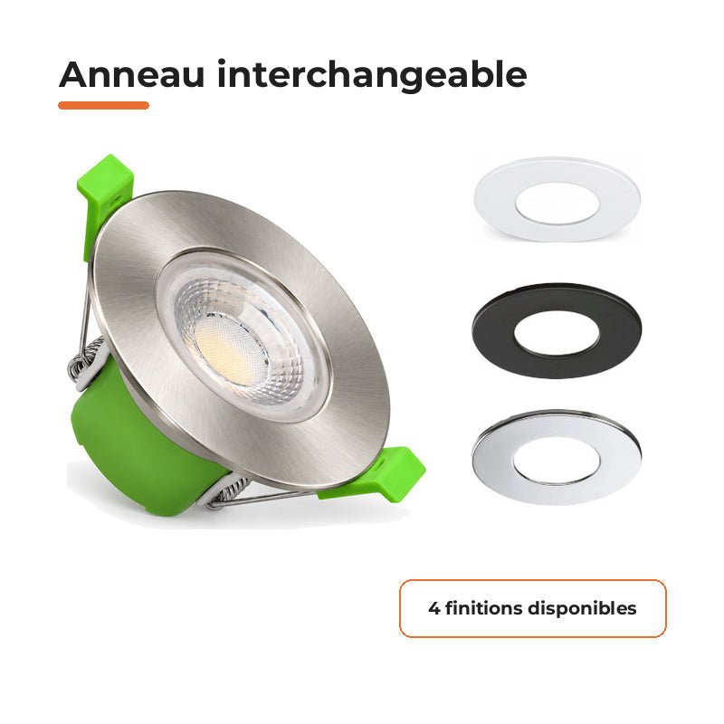 Spot Encastrable Coupe-Feu 6W ø86mm Dimmable CCT IP65 Nickel Satiné - 3000K/4000K/6500K - Silamp France