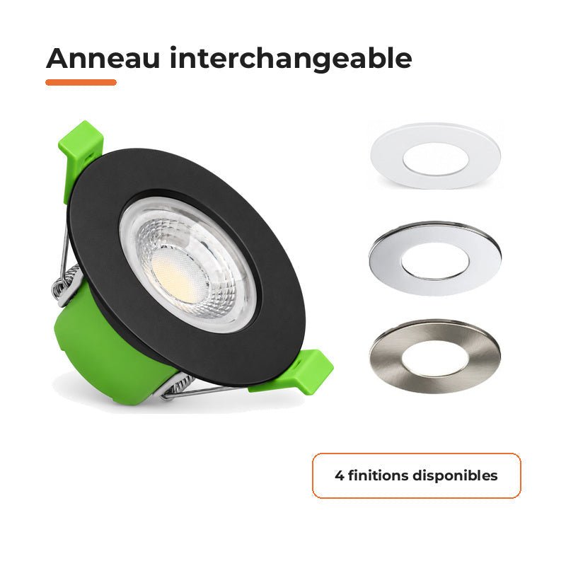 Spot Encastrable Coupe-Feu 6W ø86mm Dimmable CCT IP65 Noir - 3000K/4000K/6500K - Silamp France