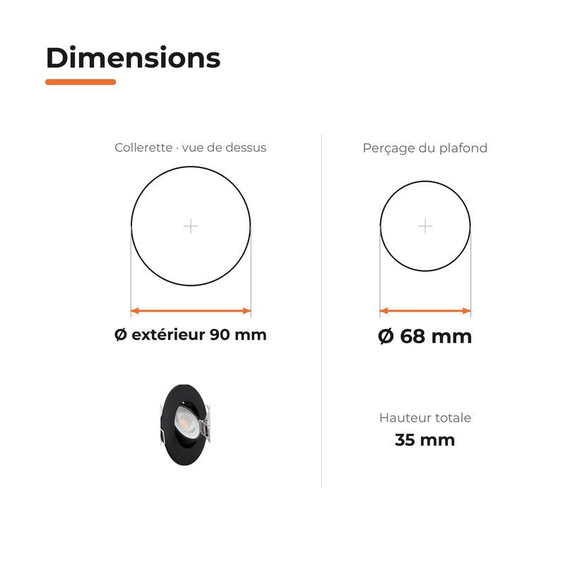 Spot Encastrable Extra Plat 4W CCT Noir ø90mm - 3000K/4000K/6500K - Silamp France
