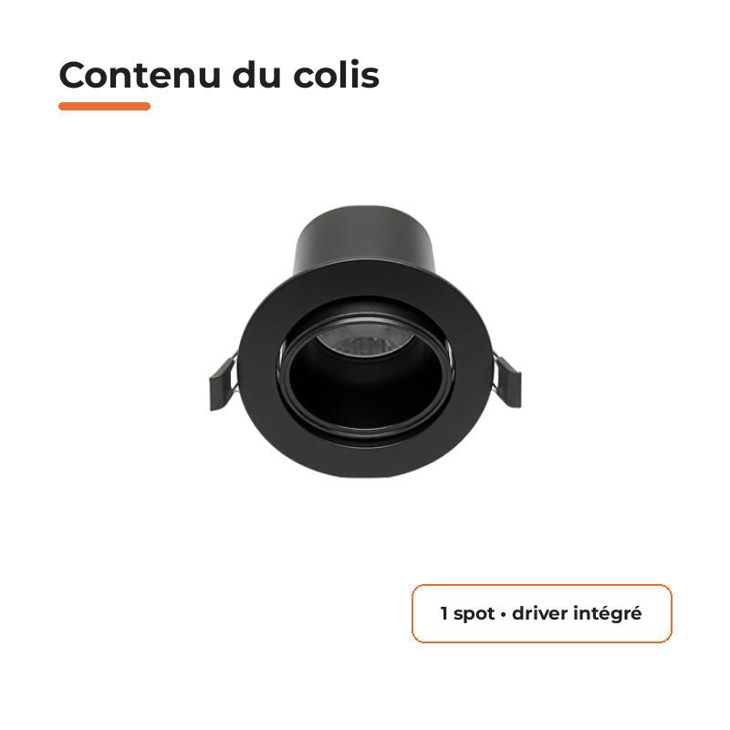 Spot Encastrable Orientable Anti-Éblouissement 8W ø105mm Dimmable CCT Noir - 3000K/4000K/5700K - Silamp France