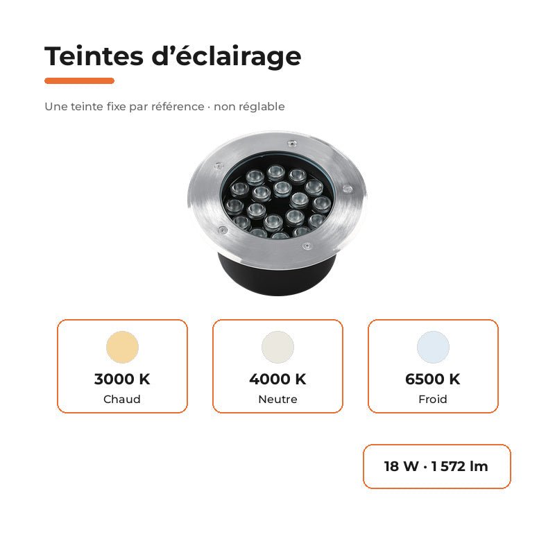 Spot Extérieur Encastrable 18W IP67 220V Sol 30° Ø180 - Silamp France