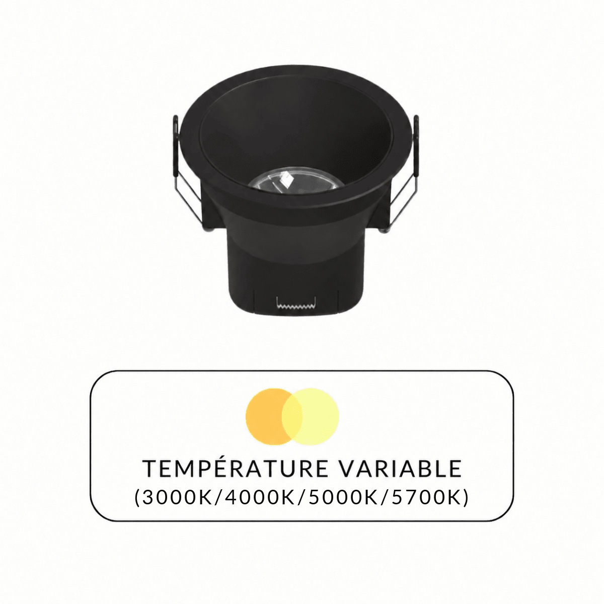 Spot LED Encastrable 8W IP44 Dimmable Noir CCT Ø90mm - 3000K/4000K/5000K/5700K - Pack de 10 - Silamp France