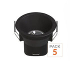 Spot LED Encastrable 9W IP44 Dimmable Noir CCT Ø85mm - 3000K/4000K/6500K - Pack de 5