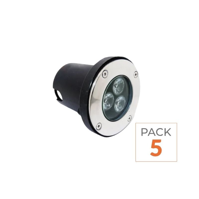 Spot LED Encastrable Extérieur IP65 220V Sol 3W 80° (Lot de 5) - Silamp France