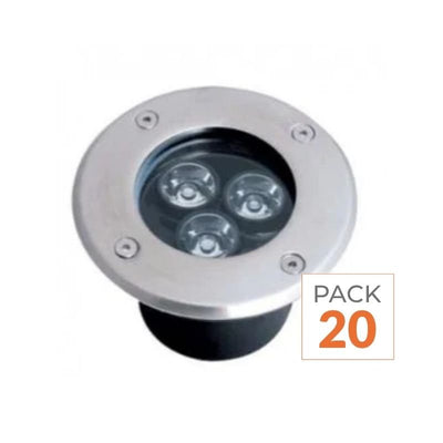 Spot LED Encastrable Extérieur IP65 220V Sol 3W 80° - Pack de 20