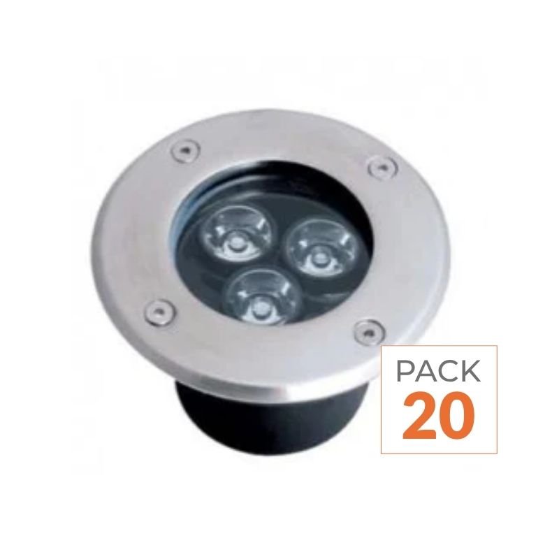 Spot LED Encastrable Extérieur IP65 220V Sol 3W 80° (Pack de 20) - Silamp France