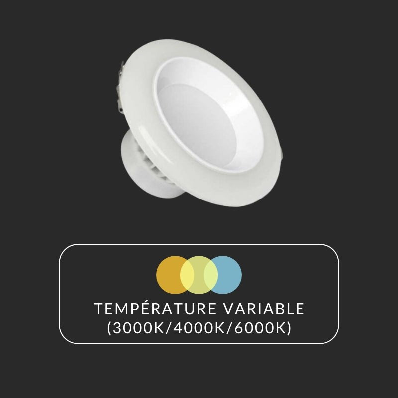 Spot LED Encastrable Lumière Variable 12W - 3000K/4000K/6500K - Silamp France