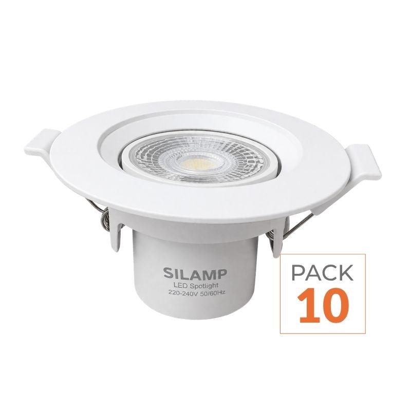Spot LED Encastrable Orientable Rond Blanc 8W (Pack de 10) - Silamp France