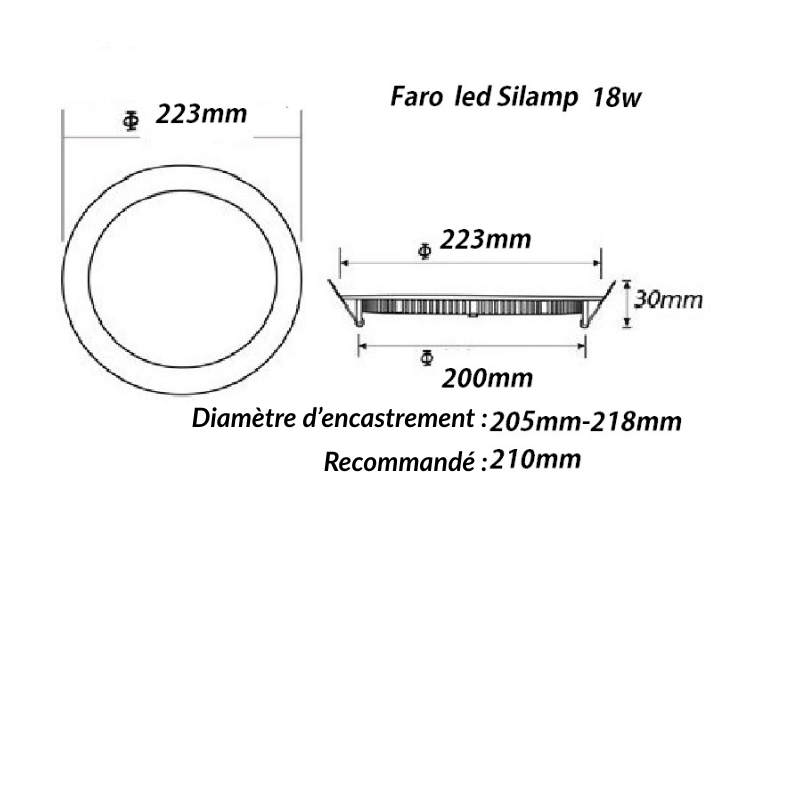 Spot LED Encastrable Rond ALU 18W CCT - 3000K/4000K/6500K - Silamp France