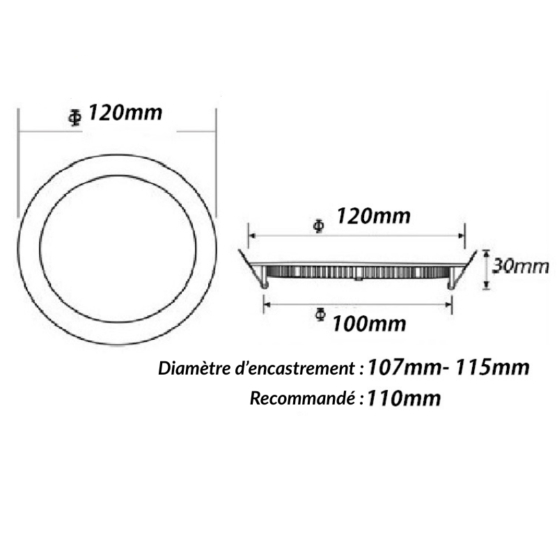 Spot LED Encastrable Rond ALU 6W CCT - 3000K/4000K/6500K - Silamp France