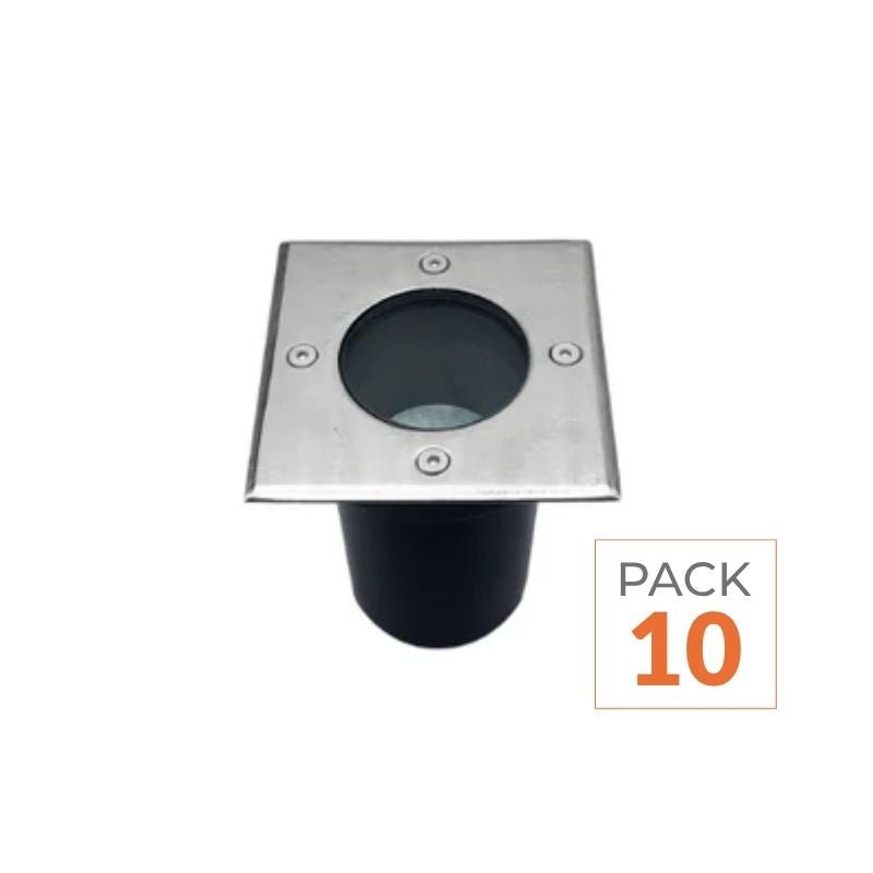 Spot LED Extérieur Encastrable Carré pour Ampoule GU10 (Pack de 10) - Silamp France