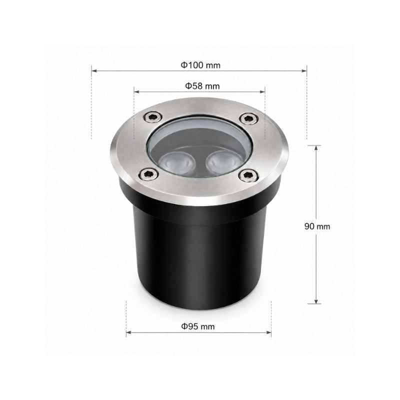 Spot LED Extérieur Encastrable IP67 24V Sol 3W 45° - Silamp France