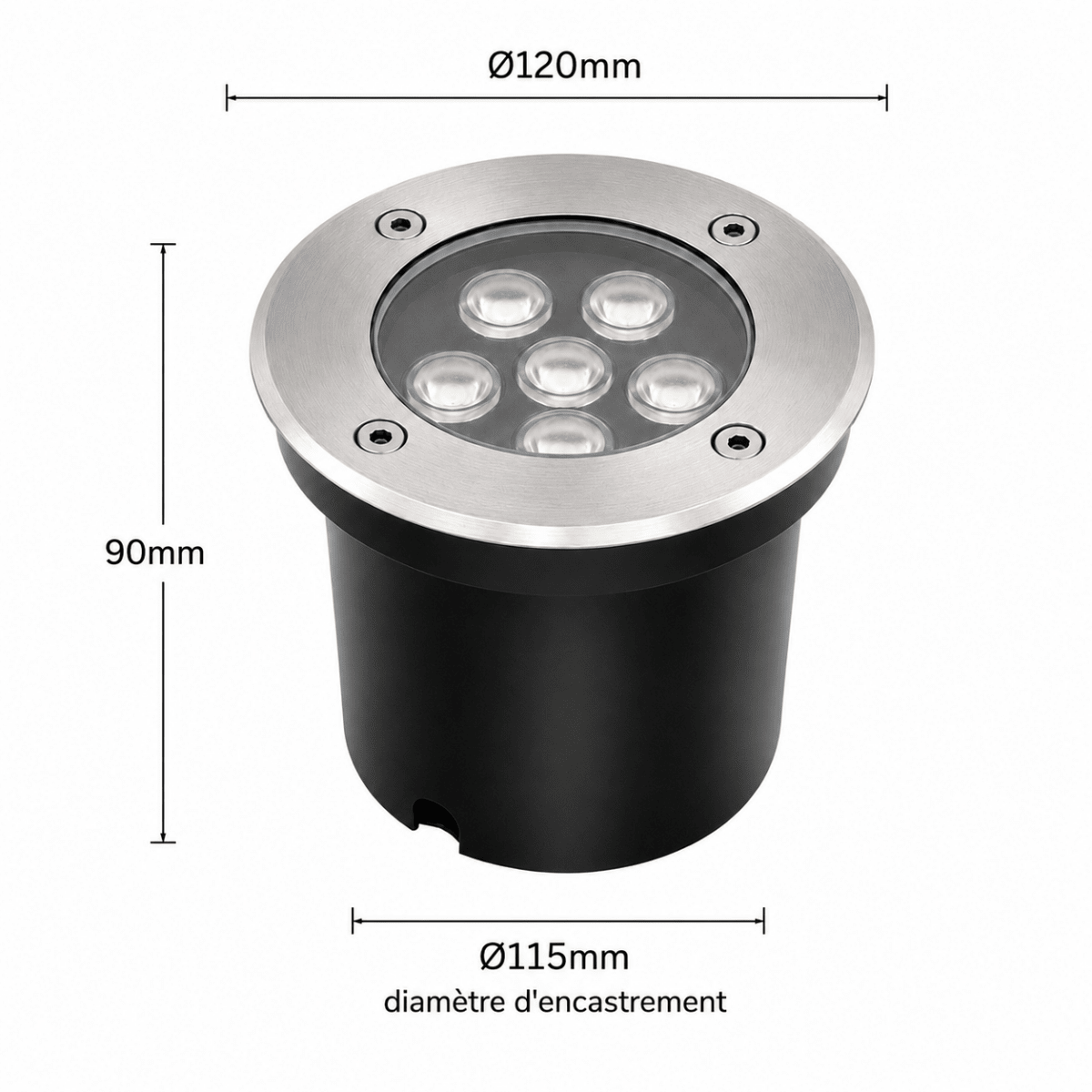 Spot LED Extérieur Encastrable IP67 24V Sol 6W 45° - Silamp France