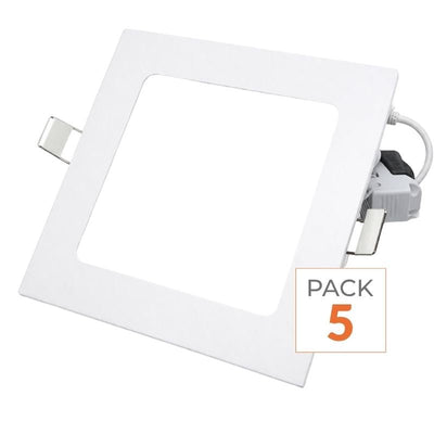 Spot LED Extra Plat Carré 6W Blanc - Pack de 5