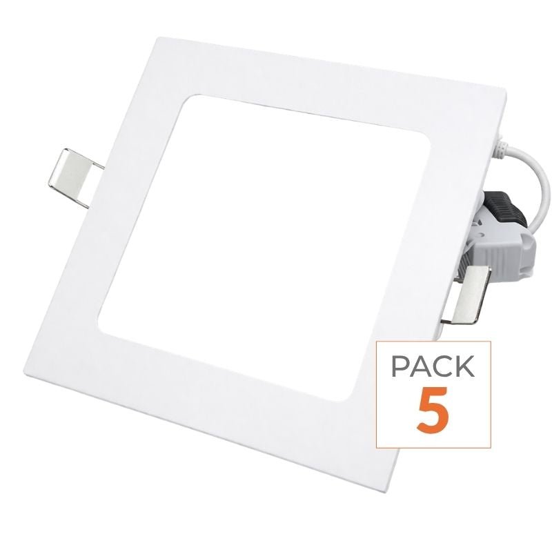 Spot LED Extra Plat Carré 6W Blanc (Pack de 5) - Silamp France