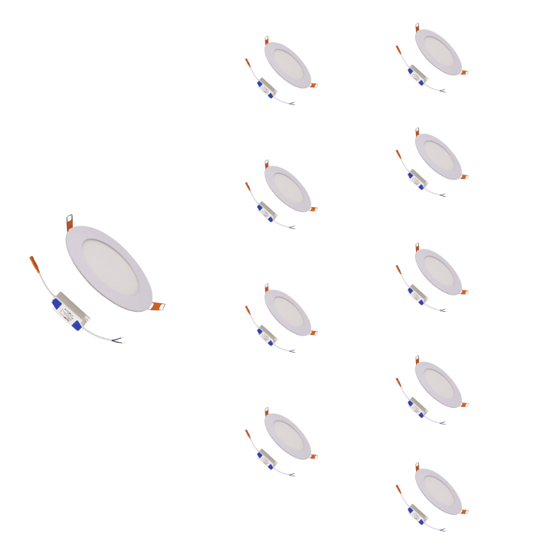 Spot LED Extra Plat Downlight Rond 6W Blanc CCT - 3000K/4000K/6000K (Pack de 10) - Silamp France