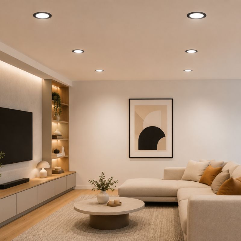 Spot LED Extra Plat Rond 12W Noir CCT IP54 Ø145mm - 2800K/4200K/6200K - Silamp France