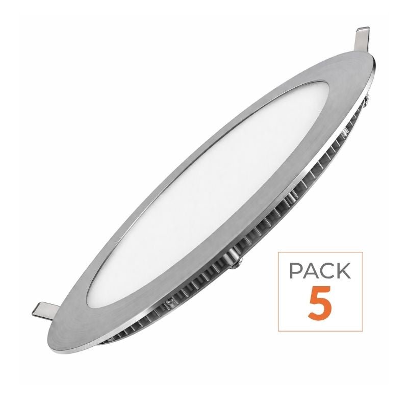 Spot LED Extra Plat Rond 24W Blanc (Pack de 5) - Silamp France
