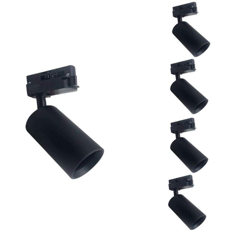 Spot LED sur rail 80° Monophasé NOIR pour ampoule GU10 (Pack de 5) - Silamp France