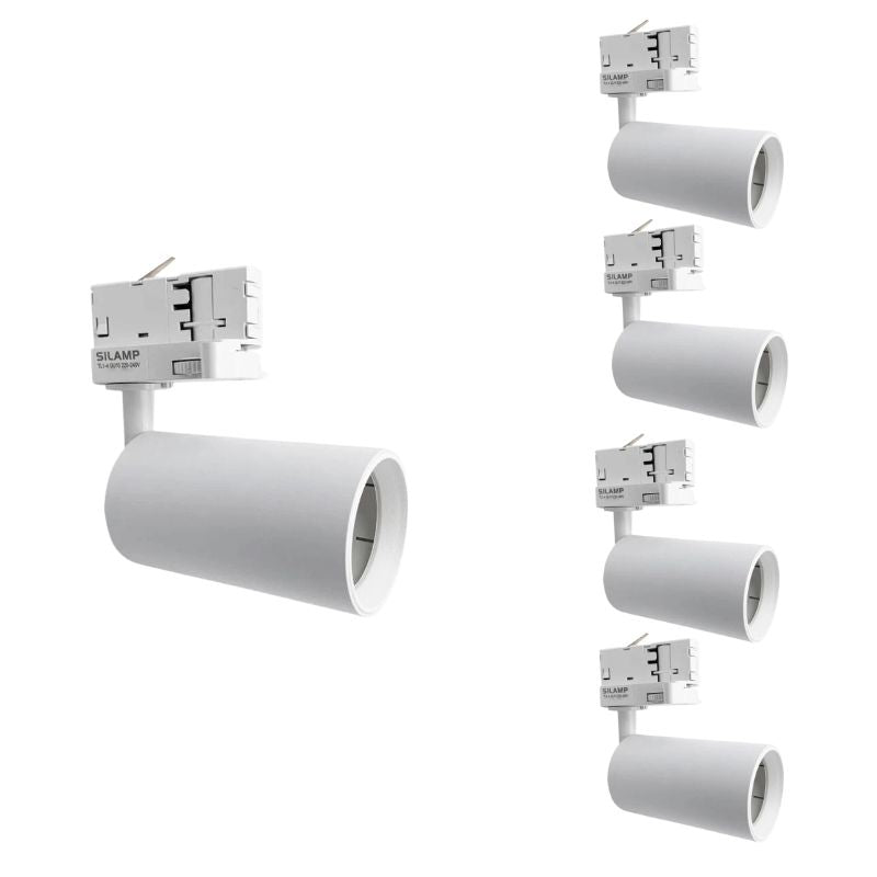 Spot LED sur Rail 80° Triphasé BLANC pour Ampoule GU10 (Pack de 5) - Silamp France