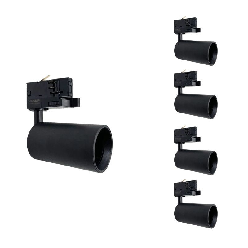 Spot LED sur rail 80° Triphasé NOIR pour ampoule GU10 (Pack de 5) - Silamp France