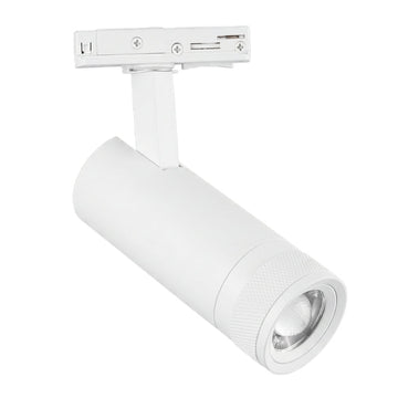Spot LED sur Rail Blanc Angle Ajustable Monophasé 30W 15-60° CCT TRIAC Dimmable - 3000K/4000K/6000K