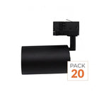 Spot LED sur Rail CCT Monophasé 30W 60° Noir - 3000K/4000K/6500K - Pack de 20