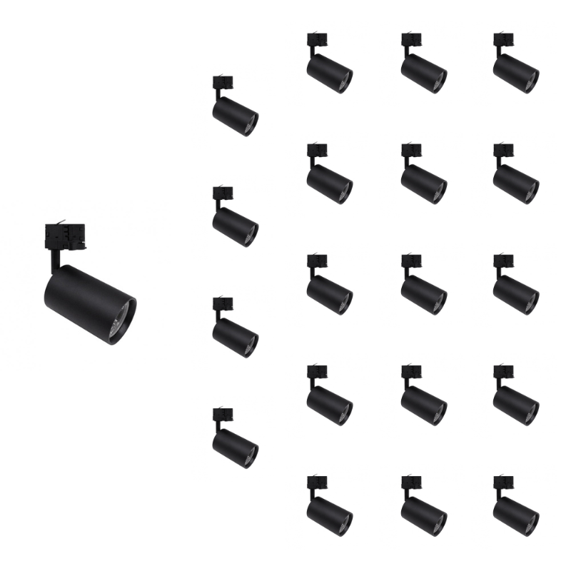 Spot LED sur Rail CCT Monophasé 30W 60° Noir - 3000K/4000K/6500K (Pack de 20) - Silamp France