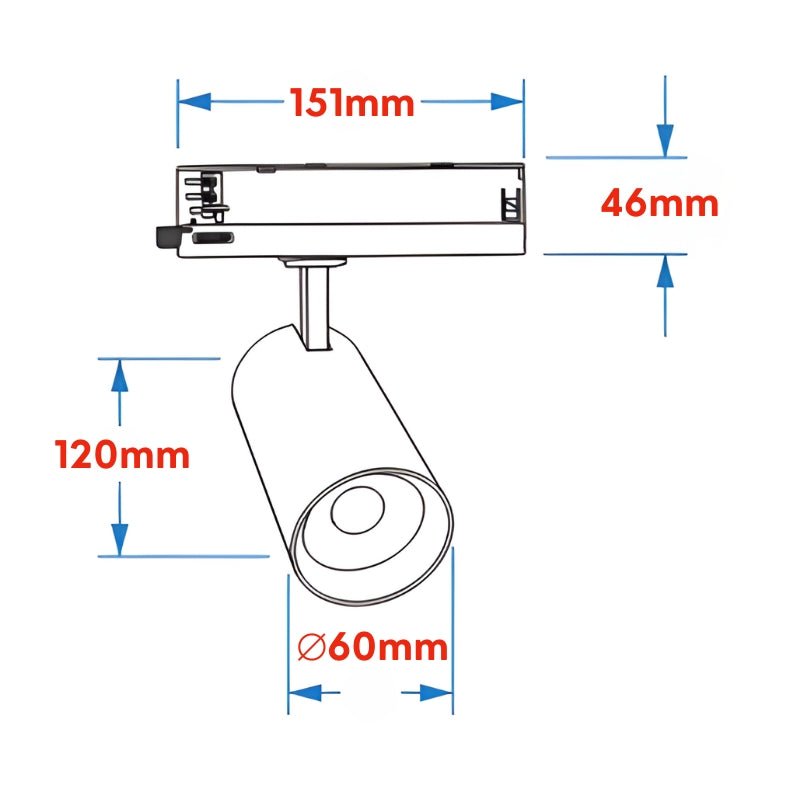 Spot LED sur Rail COB Triphasé 10W 36° Blanc - Silamp France
