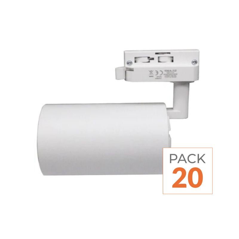Spot LED sur Rail Monophasé CCT 30W 60° Blanc - 3000K/4000K/6500K ( Pack de 20 ) - Silamp France