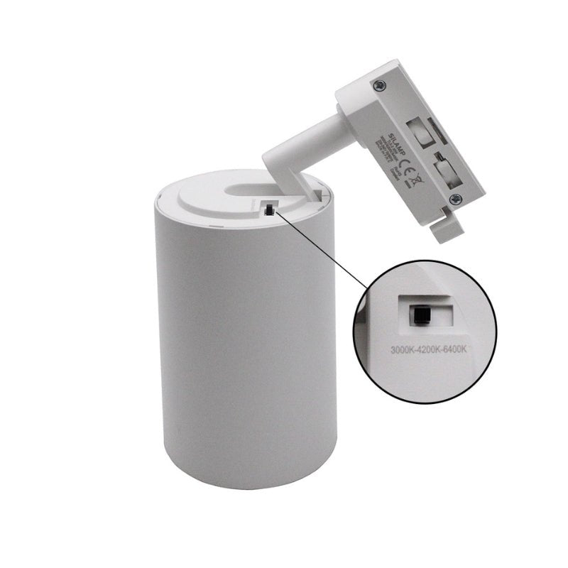 Spot LED sur Rail Monophasé CCT 30W 60° Blanc - 3000K/4000K/6500K ( Pack de 20 ) - Silamp France