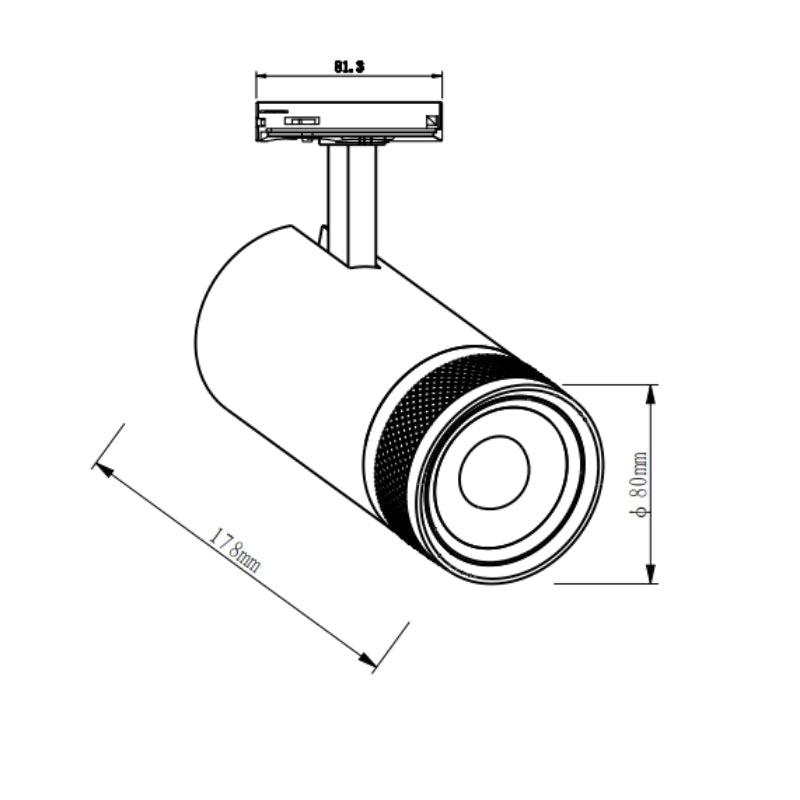 Spot LED sur Rail Noir Angle Ajustable Monophasé 30W 15 - 60° CCT TRIAC Dimmable - 3000K/4000K/6000K - Silamp France