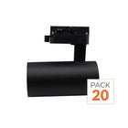 Spot LED sur Rail Triphasé CCT 20W 60° Noir - 3000K/4000K/6500K - Pack de 20