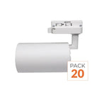 Spot LED sur Rail Triphasé CCT 30W 60° Blanc - 3000K/4000K/6500K - Pack de 20