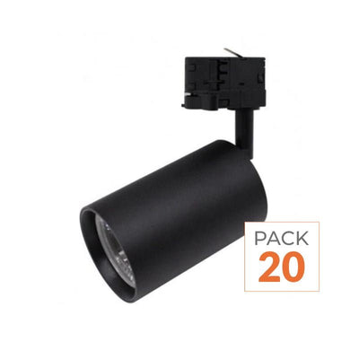 Spot LED sur Rail Triphasé CCT 30W 60° Noir - 3000K/4000K/6500K - Pack de 20