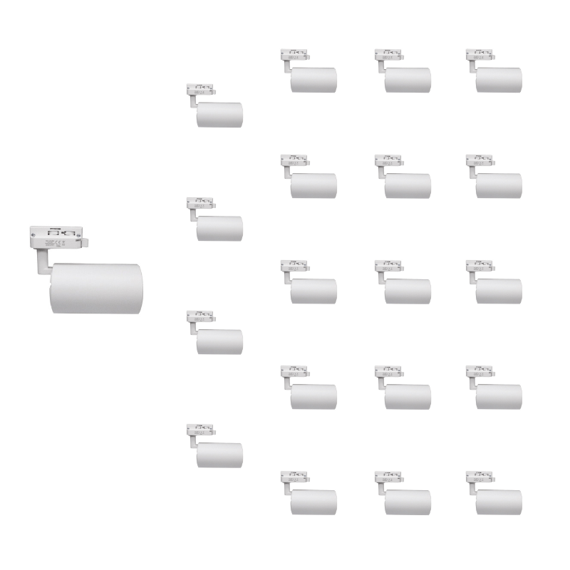 Spot LED sur Rail Triphasé CCT 30W 60° Blanc - 3000K/4000K/6500K (Pack de 20) - Silamp France