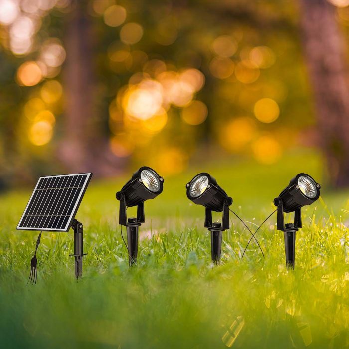 Spots à piquer LED Solaires Noirs 1,2W IP65 (Lot de 3) - Silamp France