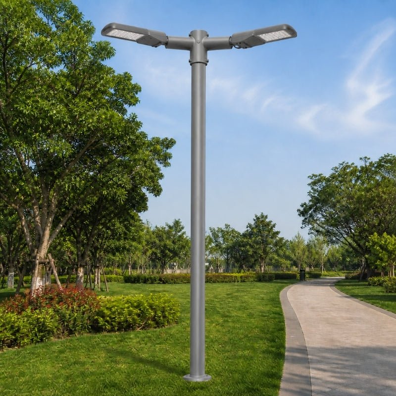 Support Gris 2 Luminaires pour Mât d'Éclairage - Silamp France