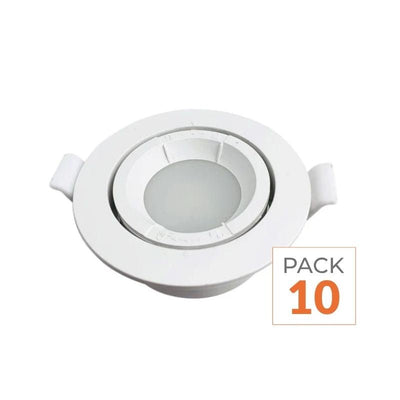 Pack de  10 - Support Spot Encastrable GU10 LED Orientable Rond BLANC