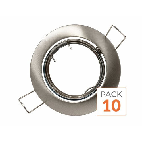 Support Spot Encastrable GU10 LED Orientable Rond INOX - Pack de 10