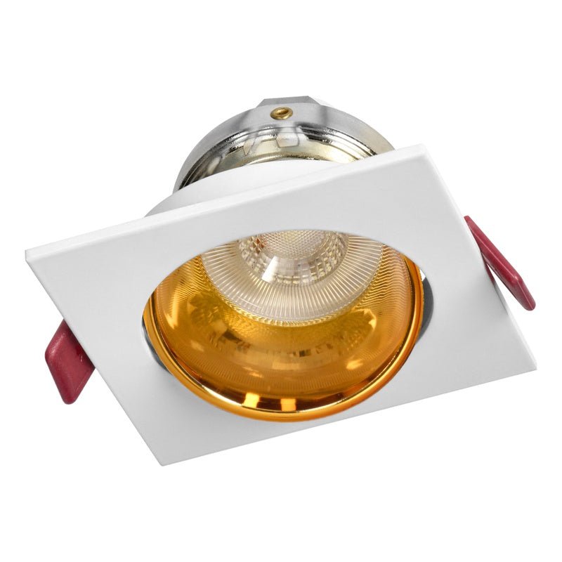 Support Spot GU10/MR16 Encastrable Carré Orientable Aluminium Blanc et Or - Silamp France
