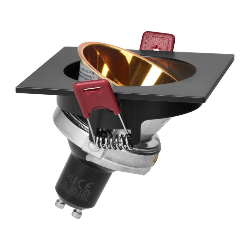 Support Spot GU10/MR16 Encastrable Carré Orientable Aluminium Noir et Or - Silamp France